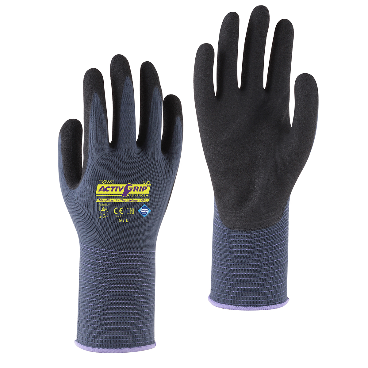 TOWA ACTIVGRIP NYLON SHELL, NITRILE PALM GLOVES, LARGE, 1 DZ