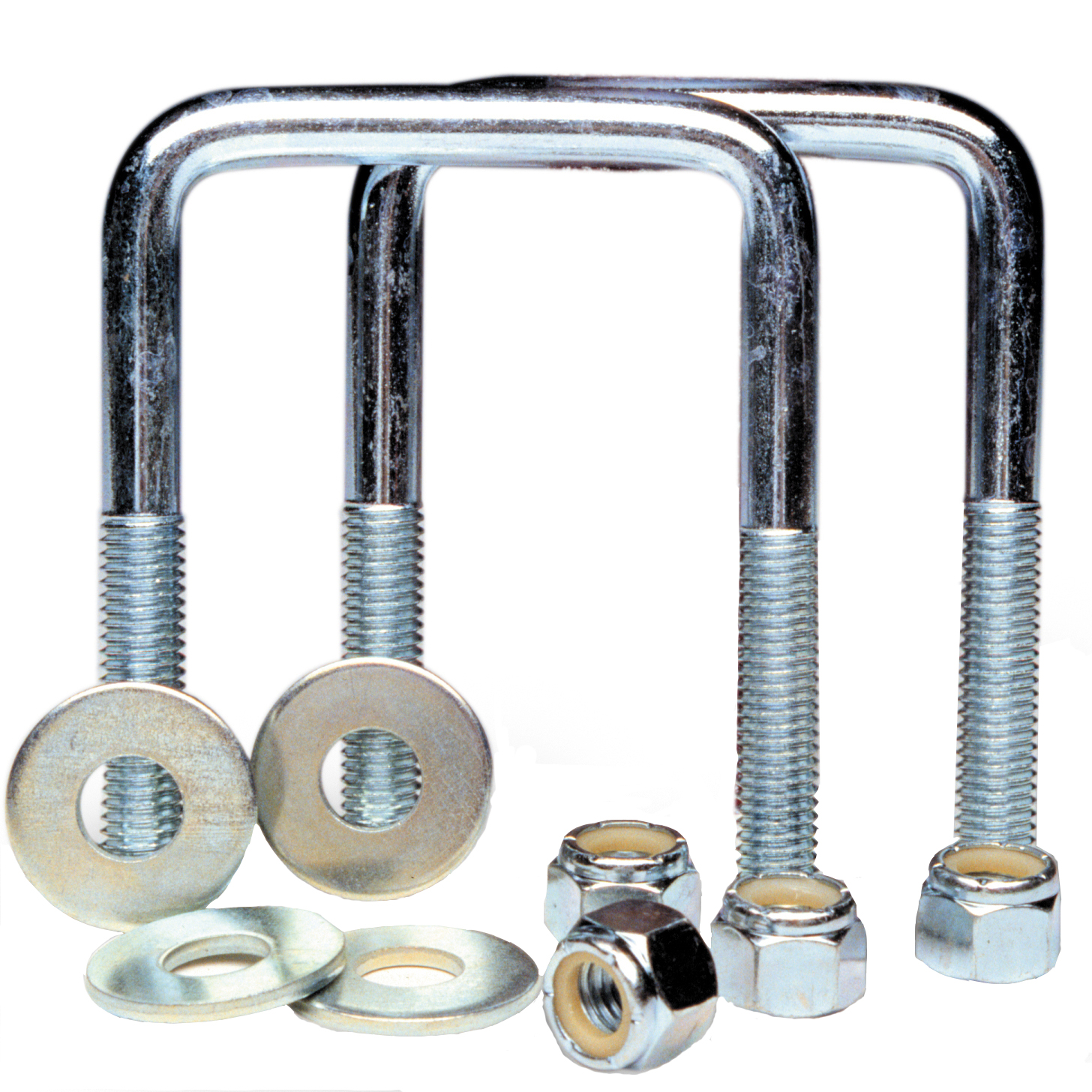 1/2-13 X 10-1/8" IW X 16" IL X 1-1/2" THREAD 1541 SQ BEND U-BOLT KIT W/ SERRATED FLANGE NUT ZINC